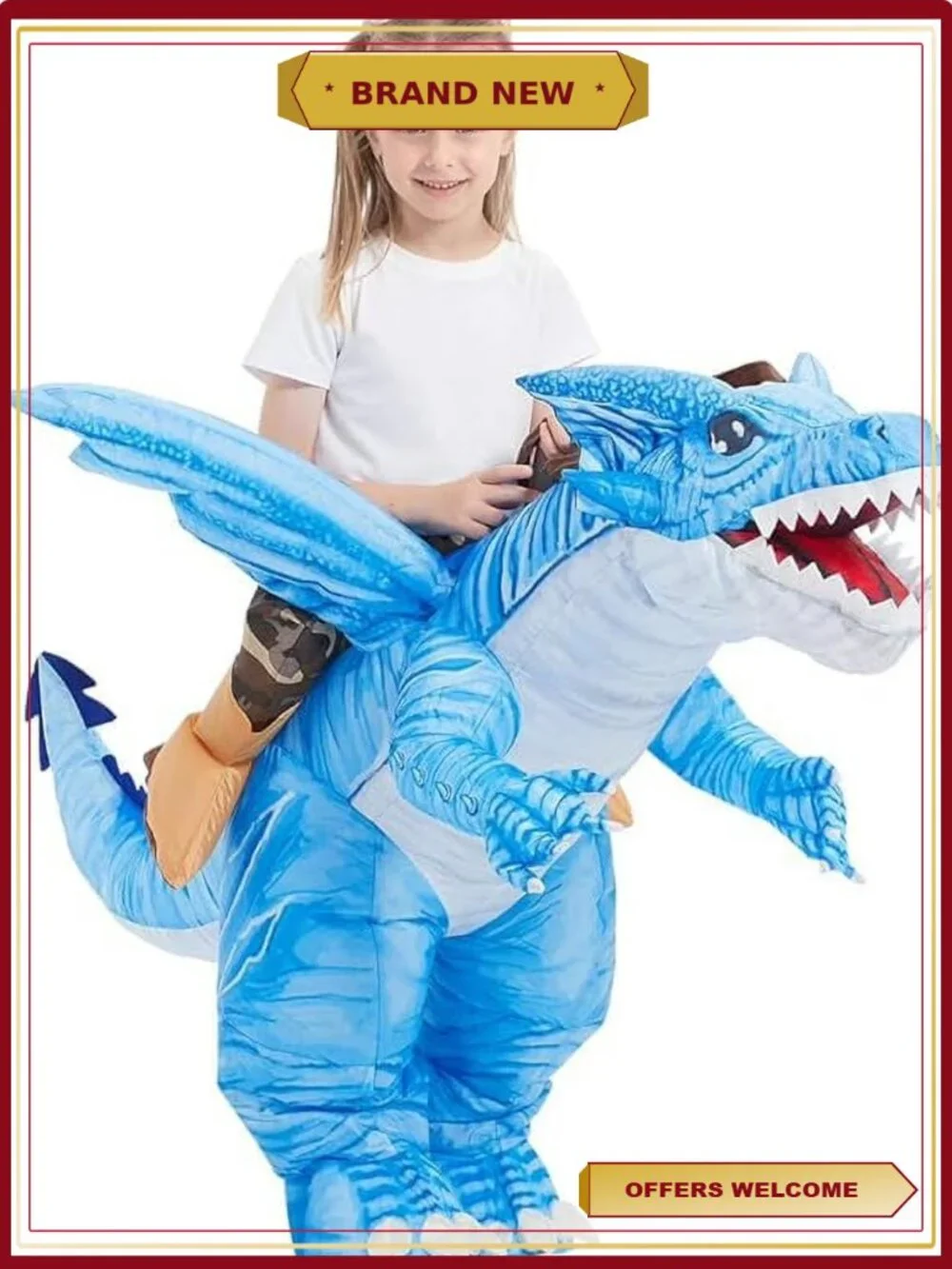Kids Inflatable Dinosaur Costume Blow Up Dino Halloween Unisex